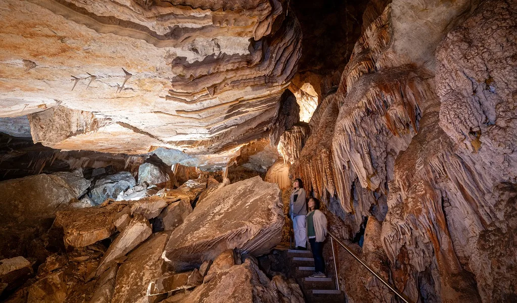 Limestone formations inside Jenolan Caves