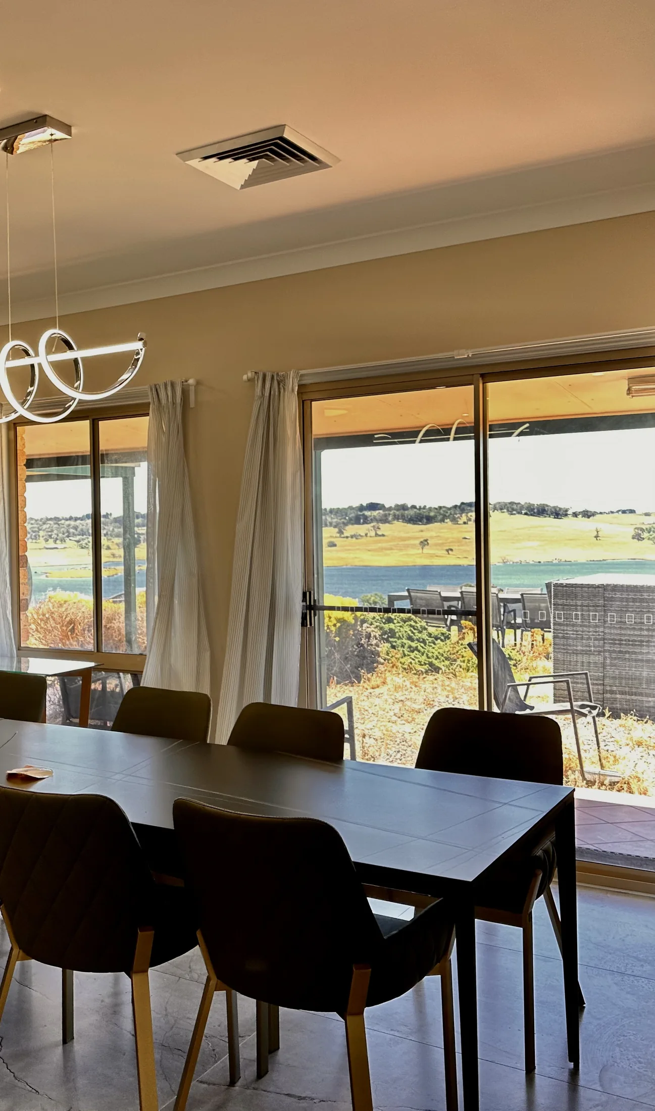 Lake Oberon viewed through the dining room windows at Lakeview Ridge